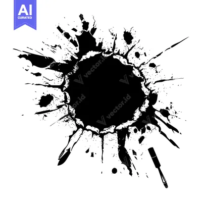 Aset desain premium: Black Ink Splatter with Dropper