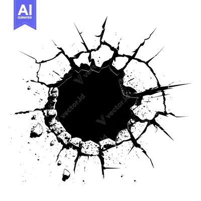 Aset premium populer: Black and White Circular Hole in Cracked Surface