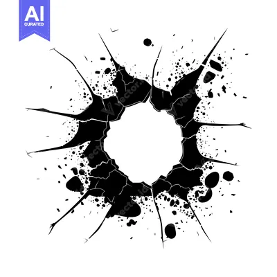Aset desain premium: Black and White Circular Crack Pattern with Spatter