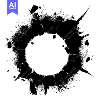 Aset premium populer: Abstract Black and White Splashed Circle with a White Center