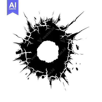 Aset desain premium: Black and White Abstract Circular Crack