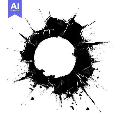 Aset premium populer: Black and White Abstract Circular Design with Cracks