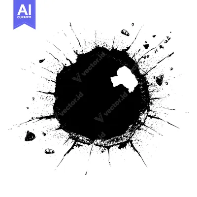 Aset desain premium: A Black Ink Splotch with a White Hole in the Center