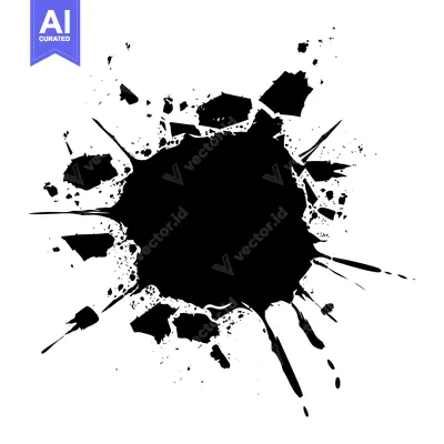 Abstract Black Ink Splatter on White Background