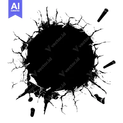 Premium design asset: Black Hole Created by Bullet Impacts on Wall