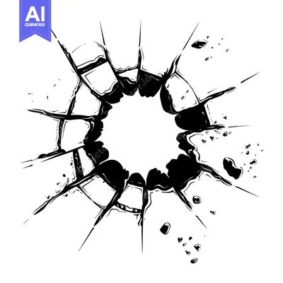 Aset premium populer: A Black and White Illustration of a Circular Hole in a Surface with Cr