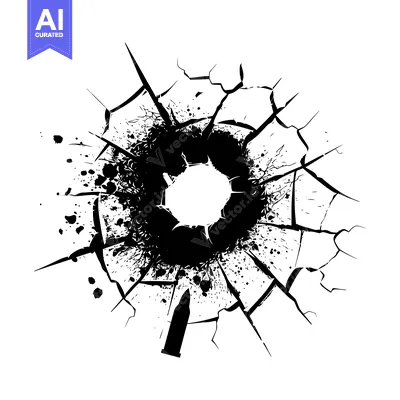 Aset premium populer: Bullet Hole in Shattered Glass with Bullet