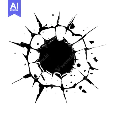 Aset desain premium: A Black and White Illustration of a Hole in a Wall