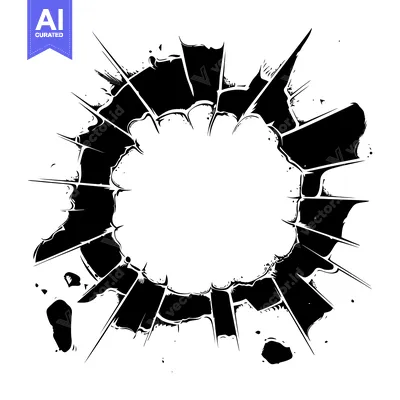 Premium design asset: Black and white abstract circular shape with spiky edges