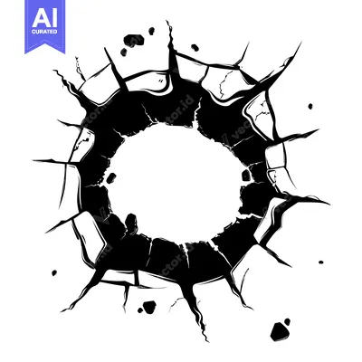 Aset desain premium: A Circular Hole in a Cracked Surface