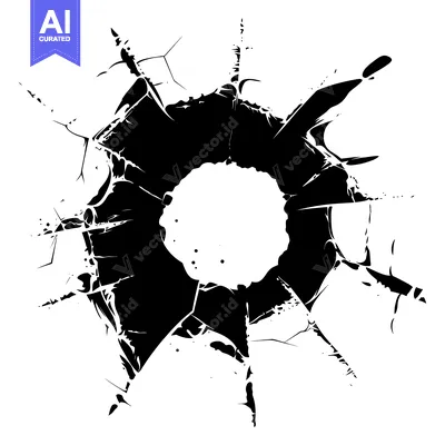 Aset desain premium: Black and white abstract image of a circular hole with jagged edges