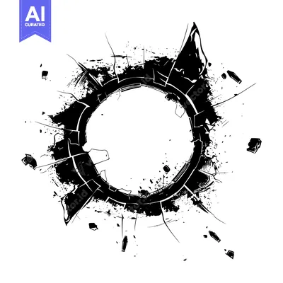 Premium design asset: Abstract Black Ink Splashes Forming a Circle with Jagged Edges