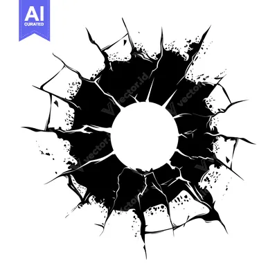 Aset desain premium: Black and White Abstract Graphic of a Circular Hole in a Surface