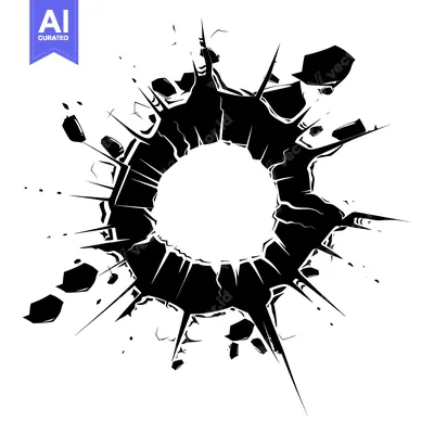 Aset desain premium: Black and White Circular Explosion with a Hole in the Center