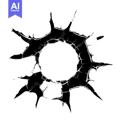 Aset premium populer: Bullet Hole with Spallation Pattern on White Background