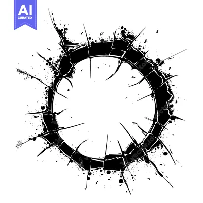 Aset premium populer: Black and White Abstract Circular Design with Splashes