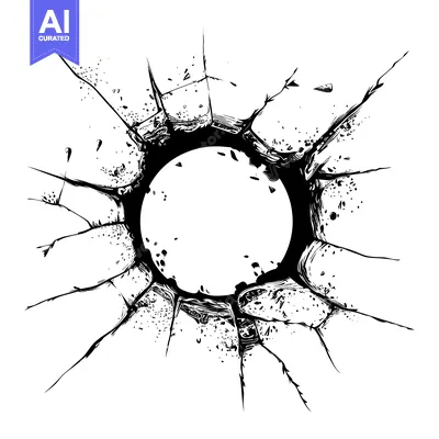 Aset desain premium: A Circular Hole in a Cracked Surface