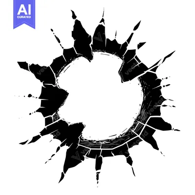 Aset desain premium: Black Ink Spatter Circle with Rough Edges