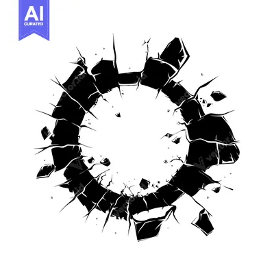 Popular premium asset: A circular hole with jagged edges in a black surface
