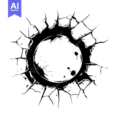 Aset premium populer: A Circular Hole in a Cracked Surface with Splotches