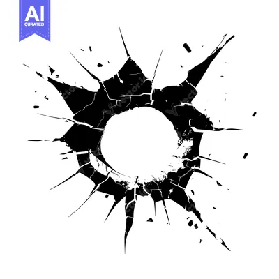 Aset desain premium: Abstract Black and White Broken Circle with Spiky Edges