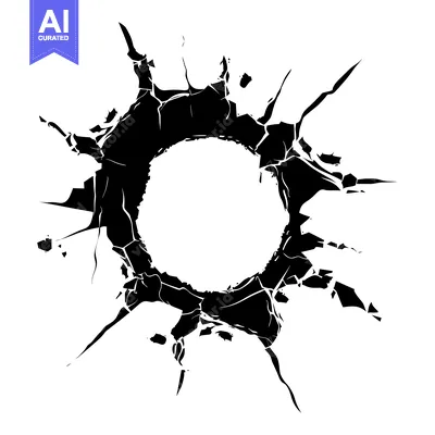 Aset desain premium: A Black and White Circular Abstract with Cracks