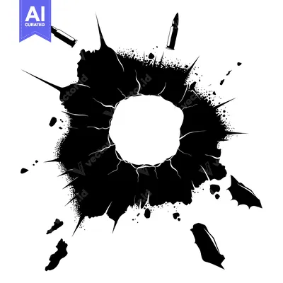 Aset desain premium: Bullet Hole with Splashes and Bullets