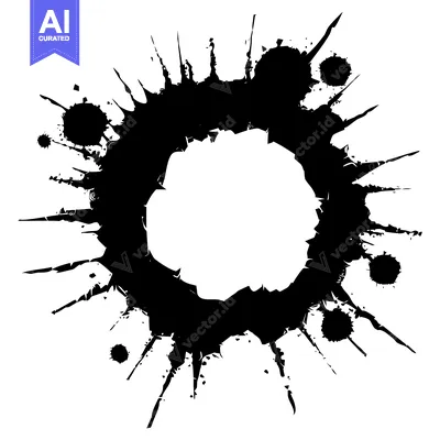 Aset premium populer: Abstract Black Ink Splotch with Circular Empty Space
