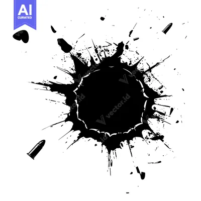 Aset premium populer: Black Ink Splotch with Bullet Casing and Heart