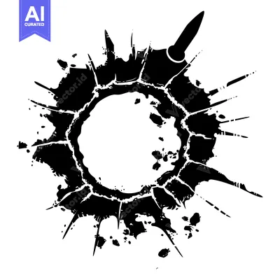 Aset premium populer: Bullet Hole with Spatter Pattern and Bullet Silhouette