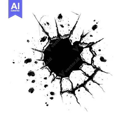 Aset premium populer: Black Ink Splatter with Cracks and a Hole