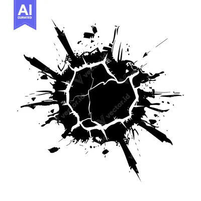 Aset desain premium: Abstract Black and White Splotch with Geometric Shape