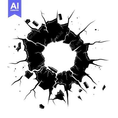 Aset premium populer: A Circular Hole in a Surface with Bullet and Cracks