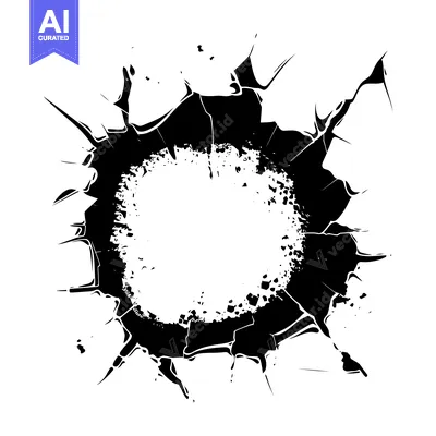Aset desain premium: Black Ink Splashes with a Circular Hole in the Center
