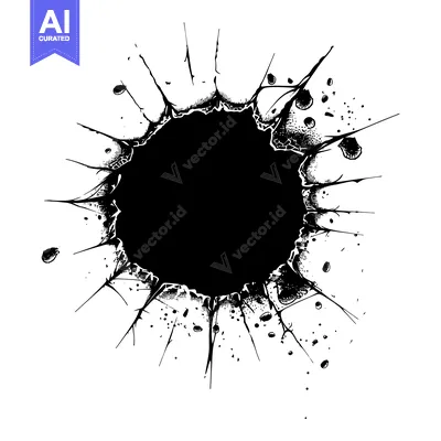 Premium design asset: Black Ink Splashes and Shattered Lines