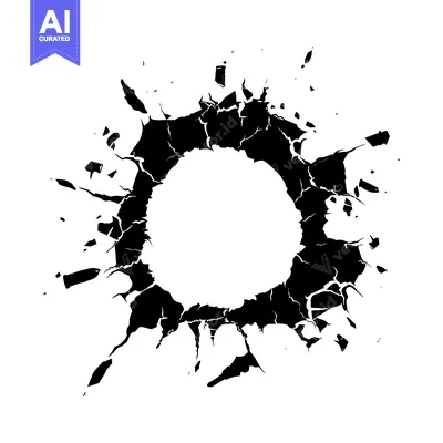 Aset premium populer: A Circular Frame of Broken Black Shapes
