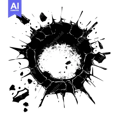 Premium design asset: Abstract Black Ink Splatter with a Circular Center