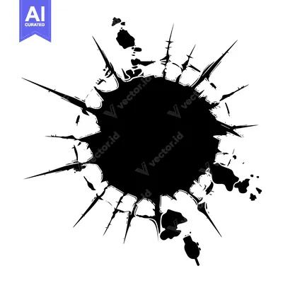 Aset desain premium: Black Ink Splotch with Spiky Edges