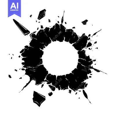 Aset desain premium: Black Ink Spatter Circular Design with White Center