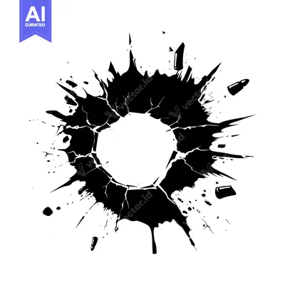 Aset desain premium: Black Ink Splatter with Bullet Holes