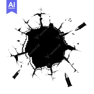 Aset desain premium: Bullet Hole in a Wall with Three Bullets