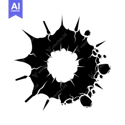 Black and White Silhouette of a Circular Explosion