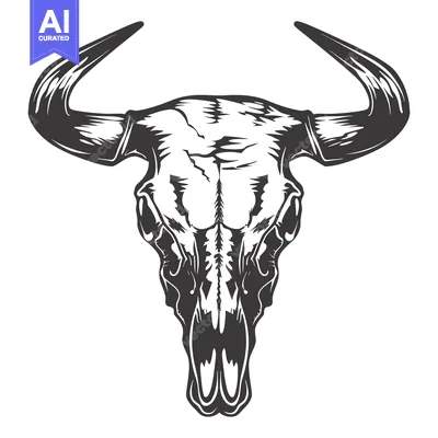 Premium design asset: Vintage Illustration of a Detailed Bull Skull