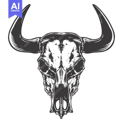 Popular premium asset: A detailed illustration of a bull skull with large horns