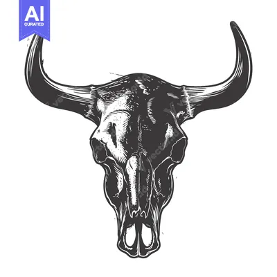 Premium design asset: Detailed Hand-Drawn Illustration of a Bull Skull