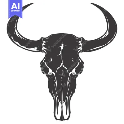 Premium design asset: A Detailed Silhouette of a Bull Skull with Horns