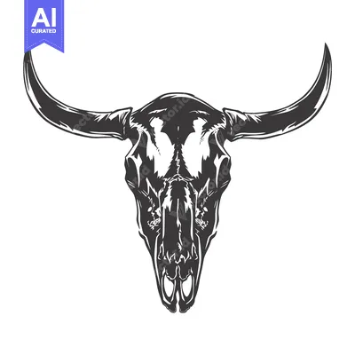 Popular premium asset: Detailed illustration of a bull skull with large horns