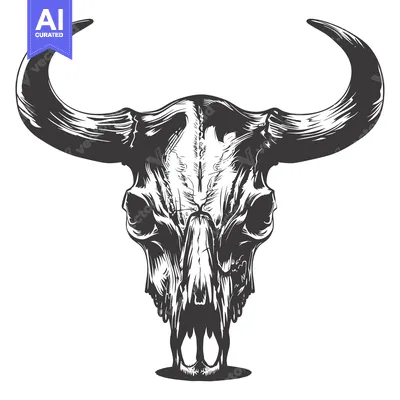 Premium design asset: Detailed Illustration of a Bull Skull with Horns
