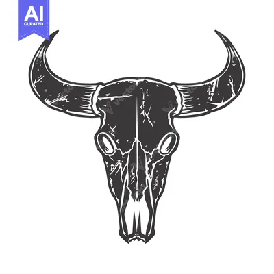 Popular premium asset: A Detailed Sketch of a Bull Skull with Rough Texture