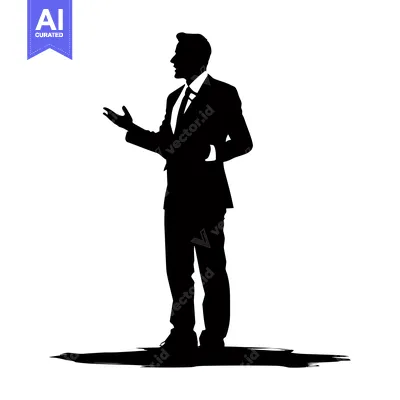 Aset desain premium: Silhouette of a Businessman Gesturing with One Hand